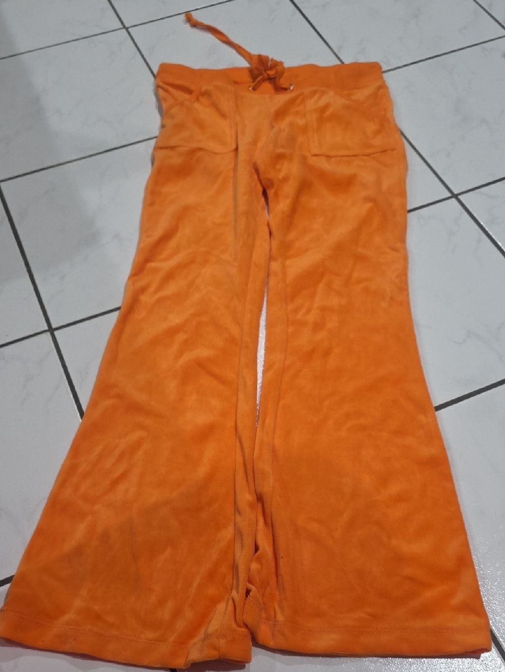 Zenana Outfitters Bright Orange Velour Wide-Leg Pants